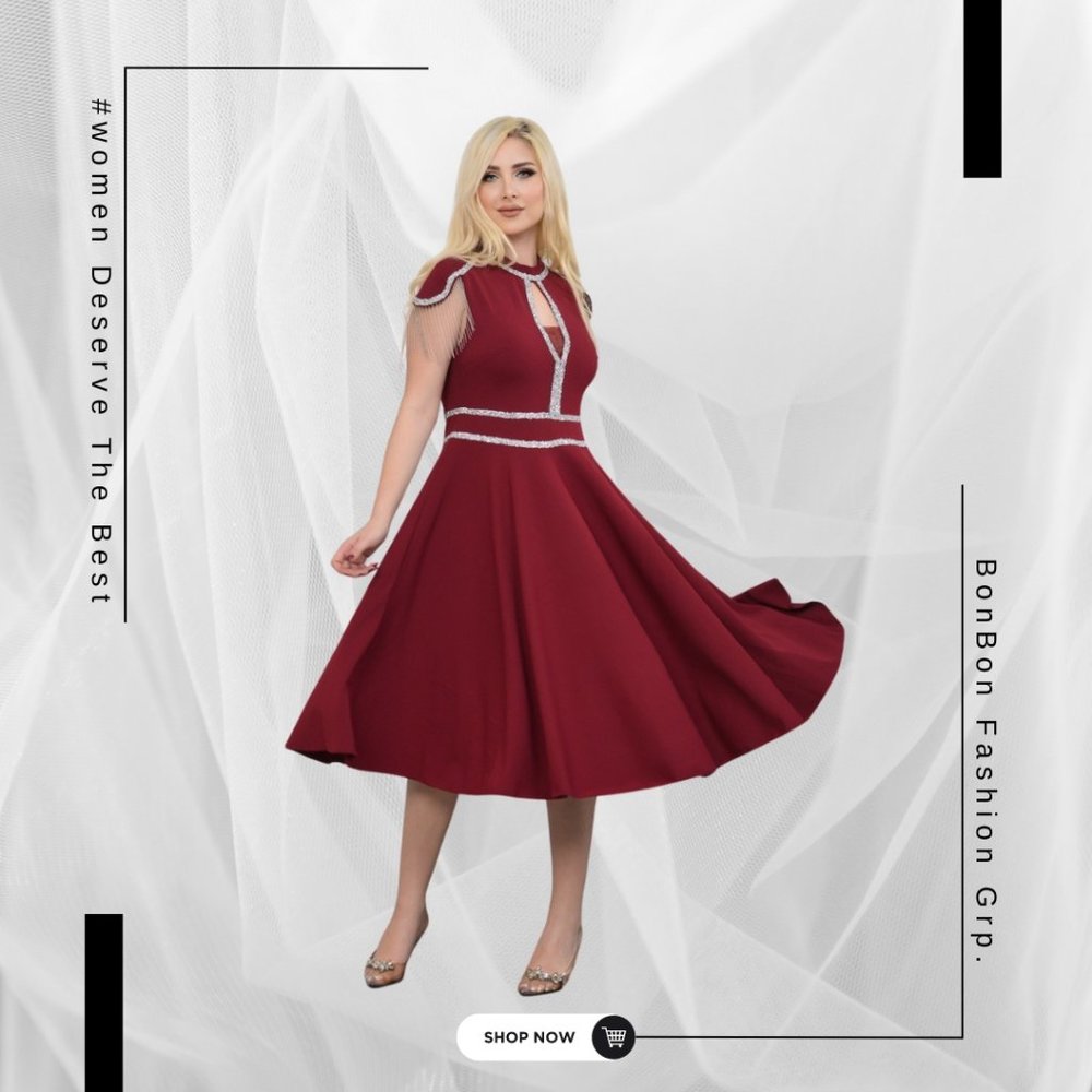 Stunning Women’s Red Sleeveless Party Dress, Flattering A-Line Silhouette